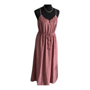Pink Ruched Tie Front Sleeveless Maxi Sundress